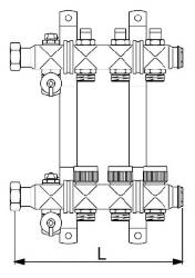 Коллектор Oventrop на 2 контура с клапанами